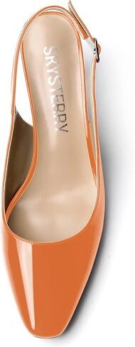 SKYSTERRY Women's Dating Casual Slingback Square Toe Slip On Patent Spool Mid Heel Pumps Shoes 2.5 Inch in Saudi Arabia