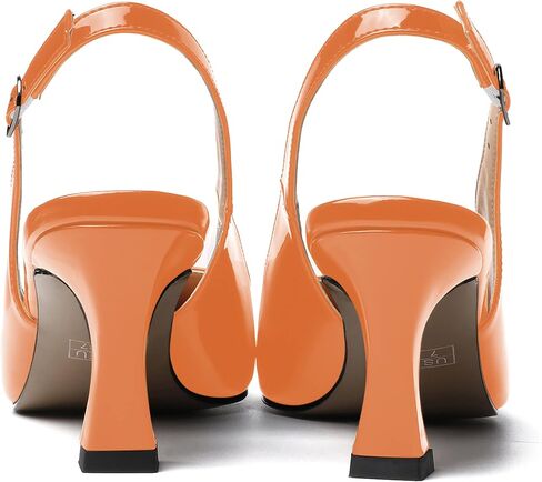 SKYSTERRY Women's Dating Casual Slingback Square Toe Slip On Patent Spool Mid Heel Pumps Shoes 2.5 Inch in Saudi Arabia