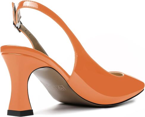 SKYSTERRY Women's Dating Casual Slingback Square Toe Slip On Patent Spool Mid Heel Pumps Shoes 2.5 Inch in Saudi Arabia