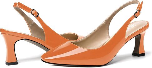 SKYSTERRY Women's Dating Casual Slingback Square Toe Slip On Patent Spool Mid Heel Pumps Shoes 2.5 Inch in Saudi Arabia