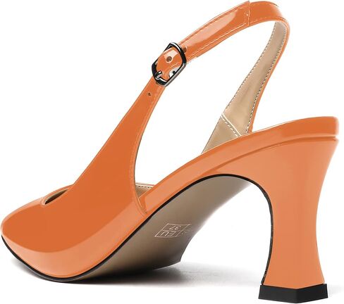 SKYSTERRY Women's Dating Casual Slingback Square Toe Slip On Patent Spool Mid Heel Pumps Shoes 2.5 Inch in Saudi Arabia