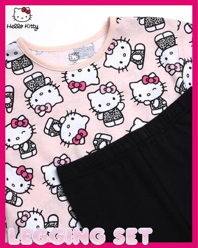 Hello Kitty Girls' Legging Set - 2 Piece Printed T-Shirt and Cozy Matching Leggings for Girls (2T-12), Size 7, Pink/Grey in Kuwait