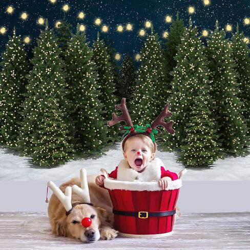 Mocsicka Christmas Tree Farm Photography Backdrop Blue Starry Sky Christmas Forest Photo Background Winter Night Xmas Holiday Famliy Portrait Background Photo Booth Props (7x5ft) in Saudi Arabia