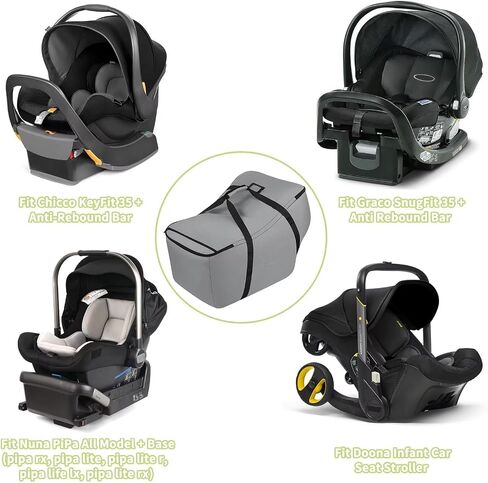 Infant Car Seat Travel Bag - Fits Infant Car Seats with Anti-Rebound Bar Base, Car Seat Airplane Bag for Chicco/Graco/Nuna/Cosco/Britax/Uppababy Baby Car Seat, Water Dirt Tear Resistant, Grey Upgrade in Saudi Arabia