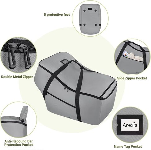 Infant Car Seat Travel Bag - Fits Infant Car Seats with Anti-Rebound Bar Base, Car Seat Airplane Bag for Chicco/Graco/Nuna/Cosco/Britax/Uppababy Baby Car Seat, Water Dirt Tear Resistant, Grey Upgrade in Saudi Arabia