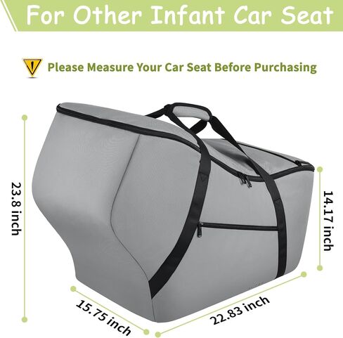 Infant Car Seat Travel Bag - Fits Infant Car Seats with Anti-Rebound Bar Base, Car Seat Airplane Bag for Chicco/Graco/Nuna/Cosco/Britax/Uppababy Baby Car Seat, Water Dirt Tear Resistant, Grey Upgrade in Saudi Arabia