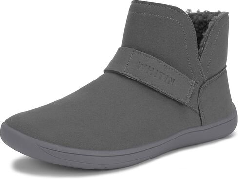 Whitin واسعة اصبع القدم مربع حافية القدمين الكاحل للنساء صفر قطرة وحيد قابل للتعديل الفيلكرو حجم 7 الحد الأدنى الأزياء الجوارب القصيرة سحب على منتصف العجل جلد رمادي in Kuwait