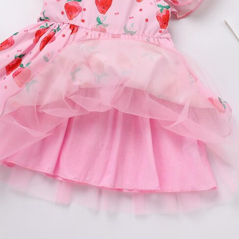 OBEEII Toddler Baby Girls Strawberry Dress Ruffle Sleeve Lace Tulle Birthday Party Dress Cake Smash Photoshoot Outfit in Saudi Arabia