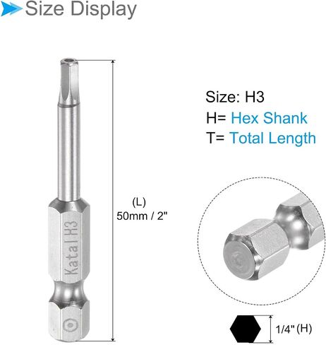 Magnetic Hexagon Bits, H2 Head 1/4" Hex Shank 2" Length, S2 Steel 5 Point Tamper Proof Hex Screwdriver Bits - (Applications: for Electric Screwdrivers), 5-Pieces in Saudi Arabia