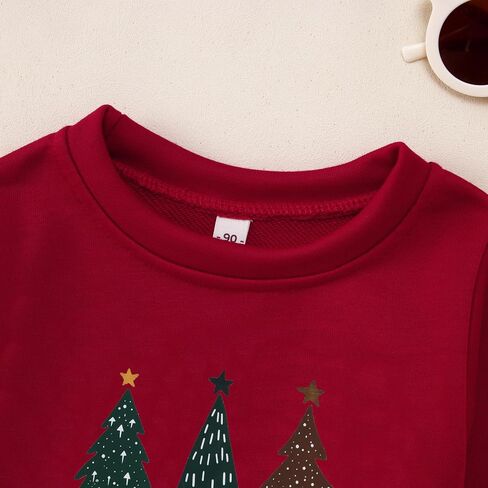 Toddler Baby Girl Boy Christmas Tree Sweatshirt Merry and Bright Xmas Pullover Shirt Long Sleeve Fall Winter Clothes in Kuwait
