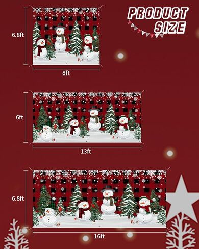 Christmas Garage Door Banner Cover 7 x 16 ft, Christmas Snowman Xmas Tree Red Black Buffalo Plaid Christmas Garage Door Decorations Holiday Christmas Backdrop Decor for Winter New Year Xmas Party in Kuwait