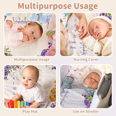 بطانية مايلستون للأطفال، بطانية مايلستون الشهرية للفتيات الصغيرات، فلانيلة من القطن العضوي الناعم، مثالية لاستحمام الطفل in Kuwait