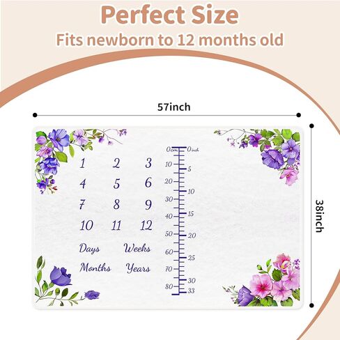 بطانية مايلستون للأطفال، بطانية مايلستون الشهرية للفتيات الصغيرات، فلانيلة من القطن العضوي الناعم، مثالية لاستحمام الطفل in Kuwait