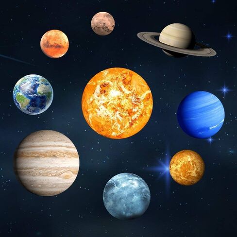 LiveGallery 9pcs Removable Glow in The Dark Planet Wall Stickers Sun Earth and Stars Glowing Planets Wall Decals Peel Stick Art Decor for Walls Ceiling Kids Bedroom Living Room Nursery Girls and Boys in Saudi Arabia
