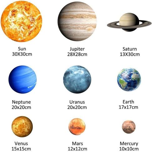 LiveGallery 9pcs Removable Glow in The Dark Planet Wall Stickers Sun Earth and Stars Glowing Planets Wall Decals Peel Stick Art Decor for Walls Ceiling Kids Bedroom Living Room Nursery Girls and Boys in Saudi Arabia