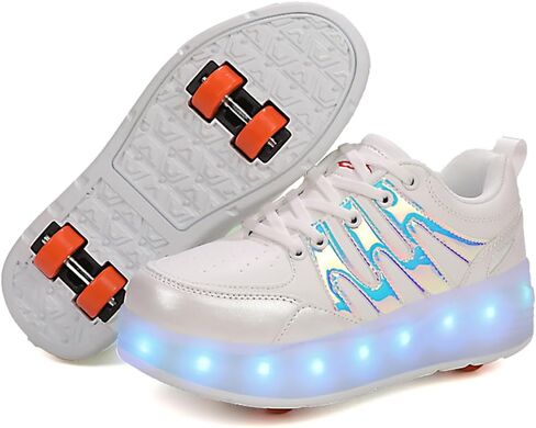 Kids Roller Shoes with 4 Wheels 16 LED Colorful Model Rechargeable Boys Girls Sneaker Retractable Skateboarding Wheels Shoes for Beginner More Balanced Party Birthday Christmas Best Gift in Saudi Arabia