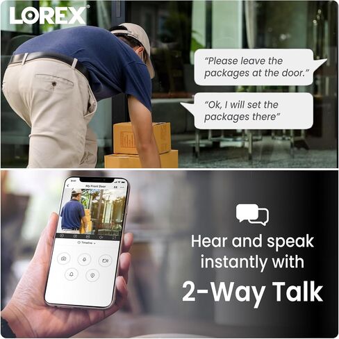 Lorex 4K 8MP IP Wired Metal Dome Outdoor/Indoor Security Camera - Smart Security Lighting, Smart Motion Detection, Siren, Color Night Vision Booster, 2-Way Talk, IP67 Weatherproof (2-Pack/Black) in Saudi Arabia