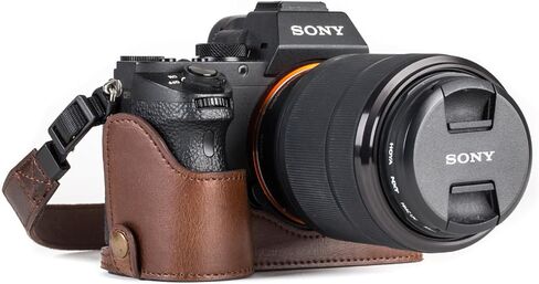 MegaGear Sony Alpha A7S II, A7R II, A7 II Ever Ready Leather Camera Half Case and Strap, with Battery Access - Black - MG1123 in Kuwait
