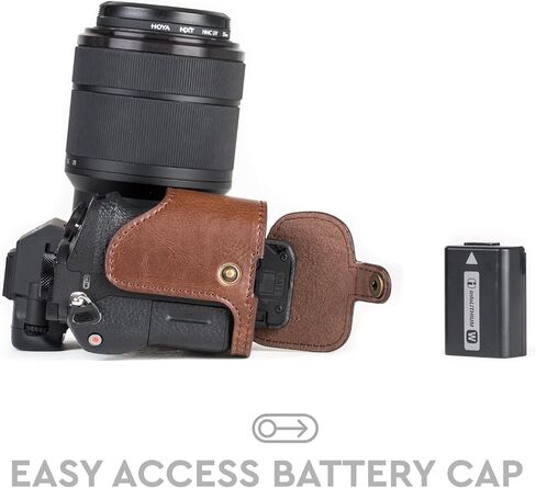 MegaGear Sony Alpha A7S II, A7R II, A7 II Ever Ready Leather Camera Half Case and Strap, with Battery Access - Black - MG1123 in Kuwait