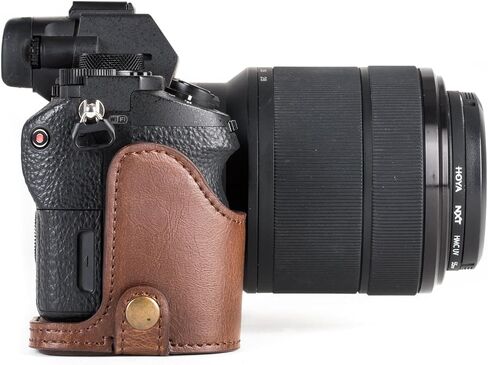 MegaGear Sony Alpha A7S II, A7R II, A7 II Ever Ready Leather Camera Half Case and Strap, with Battery Access - Black - MG1123 in Kuwait