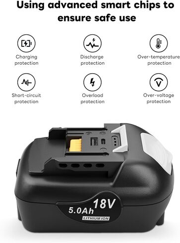 Genuine Capacity 18V 6.0Ah Battery Replacement for Makita 18V Battery - Real Capacity Lithium Ion Batteries Compatible with All Makita 18V Cordless Power Tools (2Pack) in Saudi Arabia