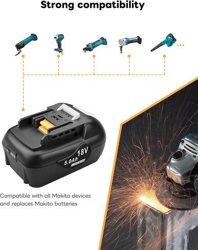 Genuine Capacity 18V 6.0Ah Battery Replacement for Makita 18V Battery - Real Capacity Lithium Ion Batteries Compatible with All Makita 18V Cordless Power Tools (2Pack) in Saudi Arabia