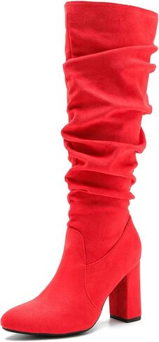 المرأة حذاء برقبة للركبة مثير أشار تو كتلة مكتنزة أحذية عالية الكعب الجانب سستة مطوي جلدية أحذية طويلة in Kuwait