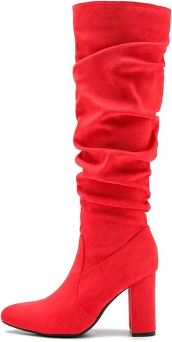 المرأة حذاء برقبة للركبة مثير أشار تو كتلة مكتنزة أحذية عالية الكعب الجانب سستة مطوي جلدية أحذية طويلة in Kuwait