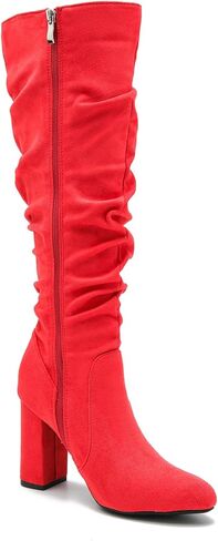 المرأة حذاء برقبة للركبة مثير أشار تو كتلة مكتنزة أحذية عالية الكعب الجانب سستة مطوي جلدية أحذية طويلة in Kuwait