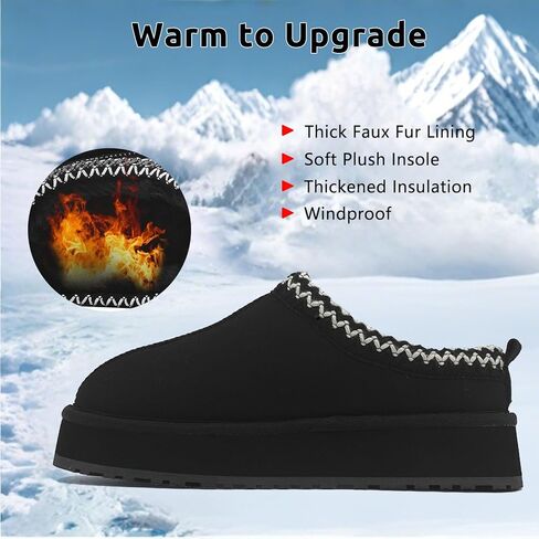 Slippers for Women Platform Mini Boots Comfy Faux Fur Fuzzy Cozy Warm Winter Mules Fluffy House Shoes Indoor and Outdoor in Saudi Arabia