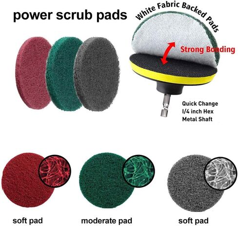 17 Pieces 5 Inch Drill Power Scrub Pads Kit, Includes Pad Holder, Scrubbing Pads (Red, Green, Gray) with Extend Long Attachment, Car Polishing Pad Set in Saudi Arabia