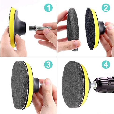 17 Pieces 5 Inch Drill Power Scrub Pads Kit, Includes Pad Holder, Scrubbing Pads (Red, Green, Gray) with Extend Long Attachment, Car Polishing Pad Set in Saudi Arabia