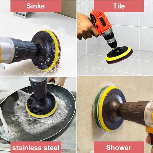 17 Pieces 5 Inch Drill Power Scrub Pads Kit, Includes Pad Holder, Scrubbing Pads (Red, Green, Gray) with Extend Long Attachment, Car Polishing Pad Set in Saudi Arabia