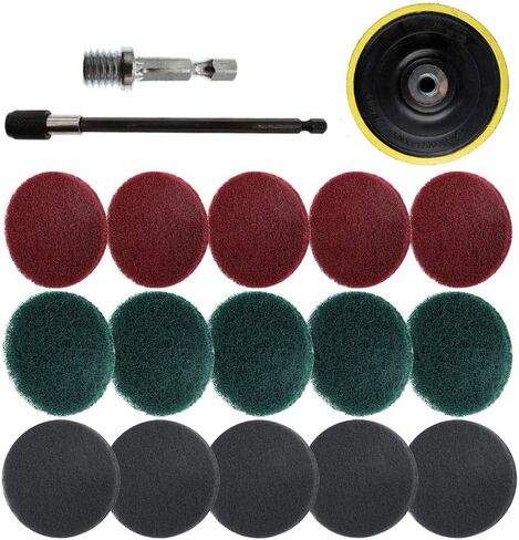 17 Pieces 5 Inch Drill Power Scrub Pads Kit, Includes Pad Holder, Scrubbing Pads (Red, Green, Gray) with Extend Long Attachment, Car Polishing Pad Set in Saudi Arabia
