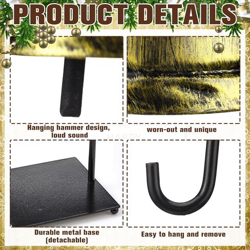 Set of 3 Vintage Rustic Cow Bells with Metal Stands Giant Vintage Rustic Harmony Christmas Bells Gift Brass Farmhouse Table Decorations Hanging Decoration for Holiday Party Decor in Kuwait