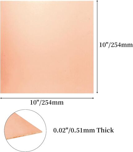 BELLA BAYS Copper Sheet 6 Pcs 24 Gauge(0.51mm) Thickness, 6" x 6" 99.9%+ Pure Film Attached Copper Plate in Saudi Arabia
