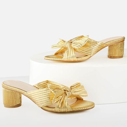 MUCCCUTE Women's Bow Knot Heeled Sandals Ankle Buckle Strap Chunky Heeled Open-toe Comfortable Wedding Party Fashion Heeled in Saudi Arabia