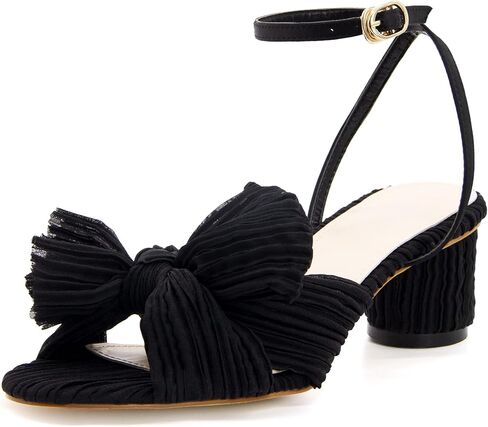 MUCCCUTE Women's Bow Knot Heeled Sandals Ankle Buckle Strap Chunky Heeled Open-toe Comfortable Wedding Party Fashion Heeled in Saudi Arabia