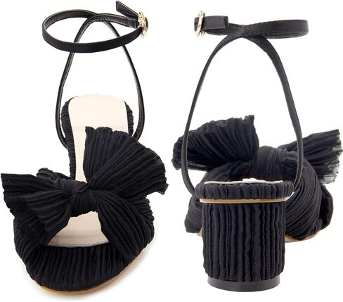 MUCCCUTE Women's Bow Knot Heeled Sandals Ankle Buckle Strap Chunky Heeled Open-toe Comfortable Wedding Party Fashion Heeled in Saudi Arabia