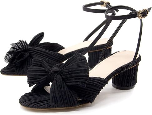MUCCCUTE Women's Bow Knot Heeled Sandals Ankle Buckle Strap Chunky Heeled Open-toe Comfortable Wedding Party Fashion Heeled in Saudi Arabia