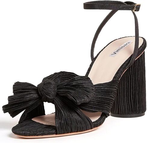 VIMISAOI Women's Bow Knot Heeled Sandals Open Toe High Block Chunky Heels Ankle Buckle Strap Pleated Bride Wedding Party Dress Shoes in Saudi Arabia