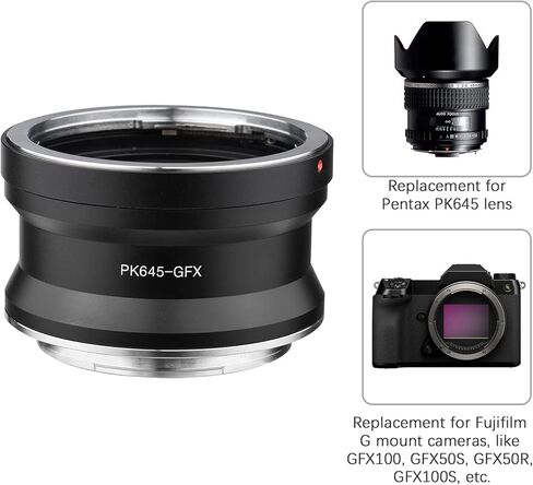 Andoer PK645-GFX Camera Lens Adapter Replacement for Pentax PK645 Lens to Fujifilm G Mount GFX100 GFX50S GFX50R GFX100S Cameras in Kuwait