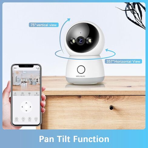 WEILAILIFE 【ثنائي النطاق وصوت ثنائي الاتجاه】 كاميرا أمان لاسلكية منزلية داخلية 2K، كاميرات أمان ذكية بزاوية 360 درجة/إمالة للحيوانات الأليفة/الطفل مع موجه WiFi 2.4/5 جيجا هرتز، SD&Cloud in Kuwait