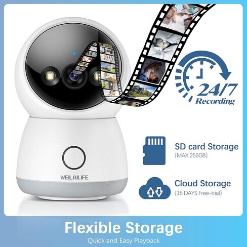 WEILAILIFE 【ثنائي النطاق وصوت ثنائي الاتجاه】 كاميرا أمان لاسلكية منزلية داخلية 2K، كاميرات أمان ذكية بزاوية 360 درجة/إمالة للحيوانات الأليفة/الطفل مع موجه WiFi 2.4/5 جيجا هرتز، SD&Cloud in Kuwait