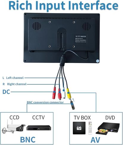 10.1 Inches Security Monitors & Displays, 1024x600 Resolution, AV、BNC Interface, Built-in Speaker LCD Display Suitable for CCTV TV DVD CCD in Saudi Arabia