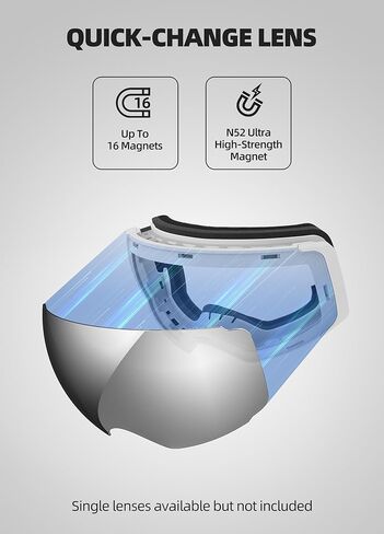 Ski Goggles, Snow Goggles for Adult Youth Men Women, Interchangeable Lens Snowboard Goggles(Frameless) in Kuwait