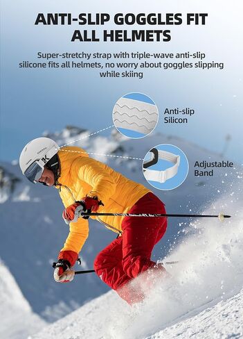 Ski Goggles, Snow Goggles for Adult Youth Men Women, Interchangeable Lens Snowboard Goggles(Frameless) in Kuwait