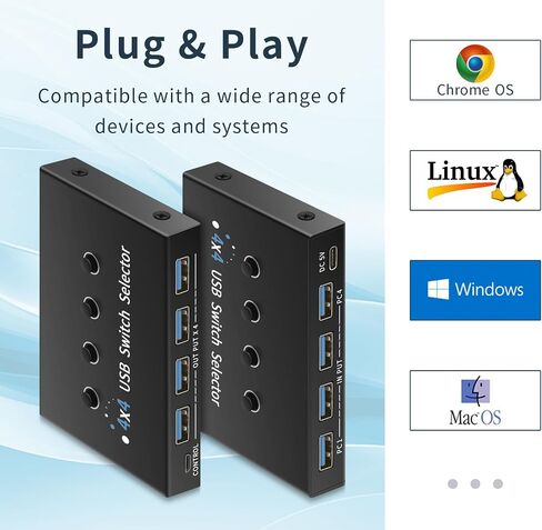 USB 3.0 Switch 4 Computers 3 Computers Keyboard Mouse Switch,4 Port USB Switch Selector Sharing 4 USB Devices,USB Switcher Compatible with Mac/Windows/Linux,with Desktop Controller and 4 USB Cable. in Saudi Arabia