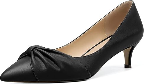 Mettesally Womens Kitten Heel Pumps Pointed Toe Mid Heels Bow Tie Comfort Slip On Heeled Shoes for Wedding Party Office in Saudi Arabia