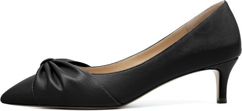 Mettesally Womens Kitten Heel Pumps Pointed Toe Mid Heels Bow Tie Comfort Slip On Heeled Shoes for Wedding Party Office in Saudi Arabia